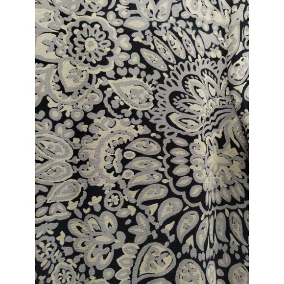 LOFT Outlet Womens Size Medium Blue Paisley Floral Flare Sheer Sleeve Mini Dress - Picture 2 of 8